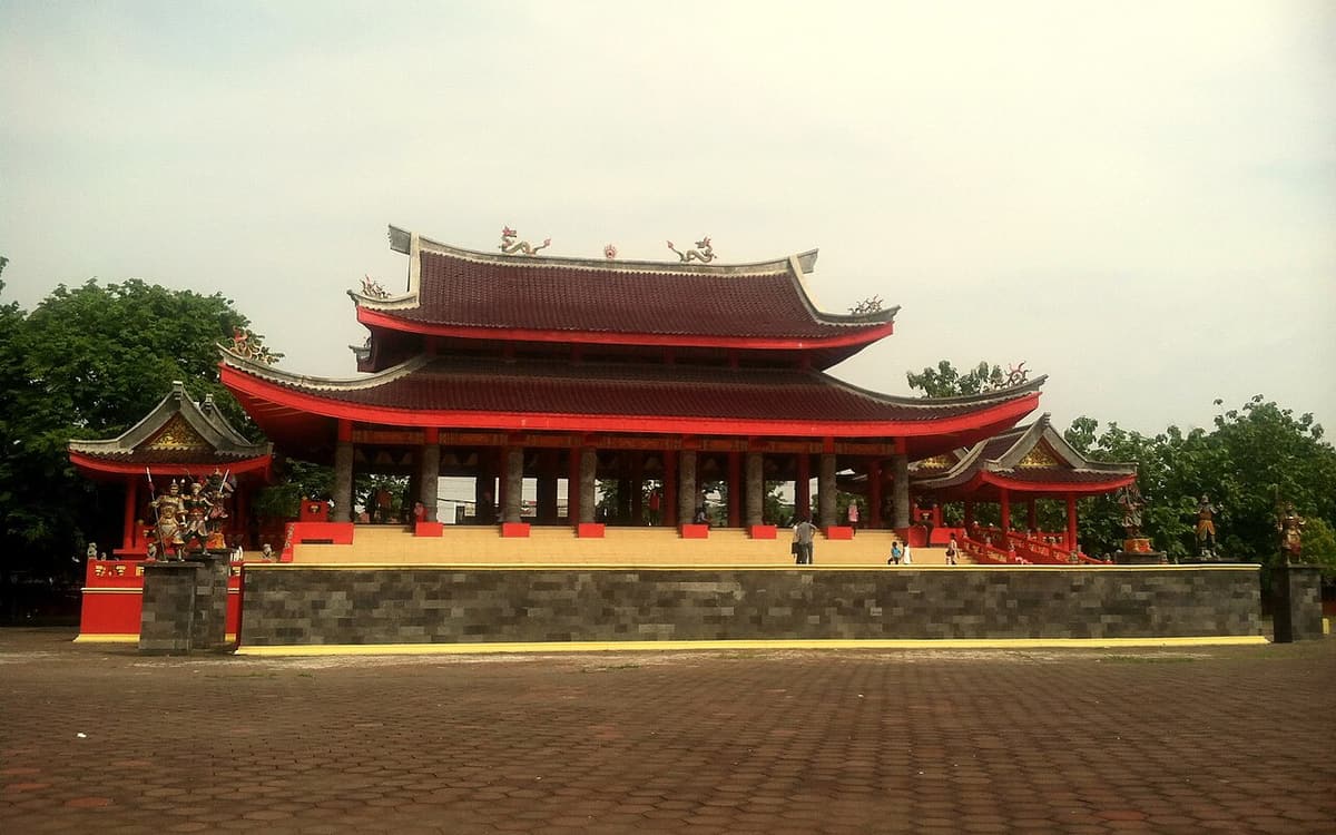 The red main hall of Sam Poo Kong temple in Semarang